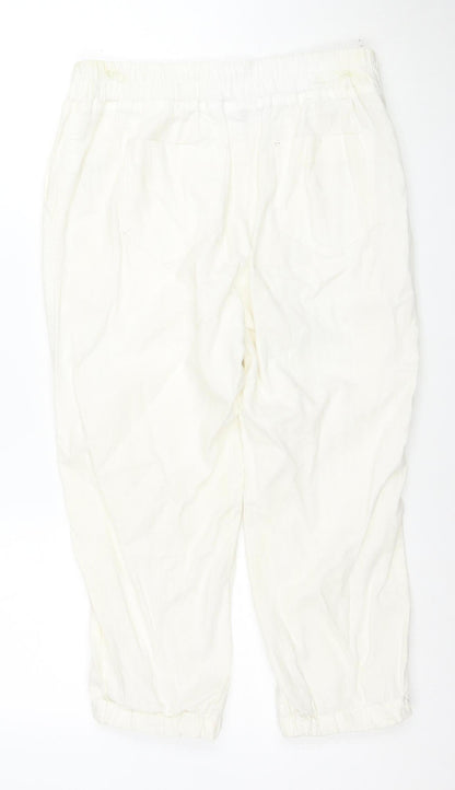 George Women's White Cargo Trousers Size 10 Elastic Waist