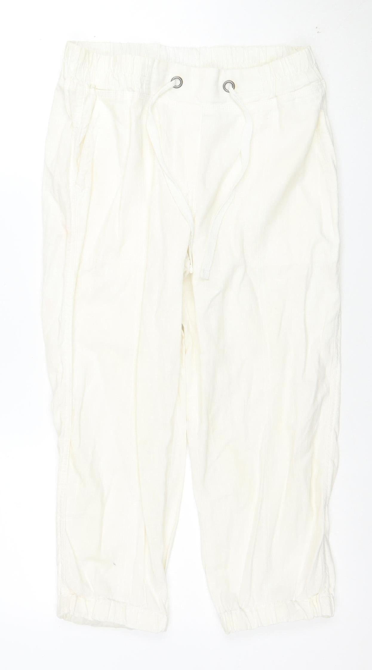 George Women's White Cargo Trousers Size 10 Elastic Waist