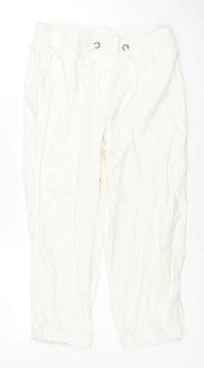 George Women's White Cargo Trousers Size 10 Elastic Waist