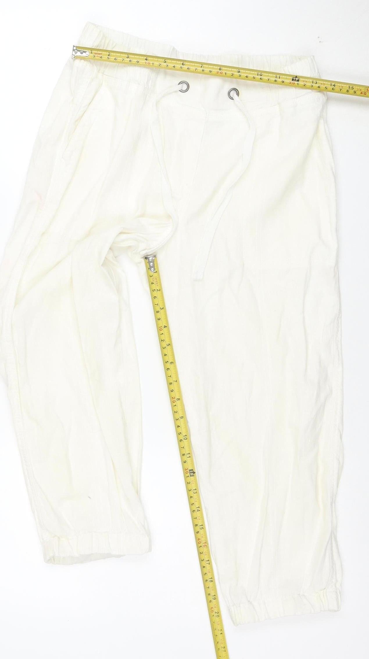 George Women's White Cargo Trousers Size 10 Elastic Waist