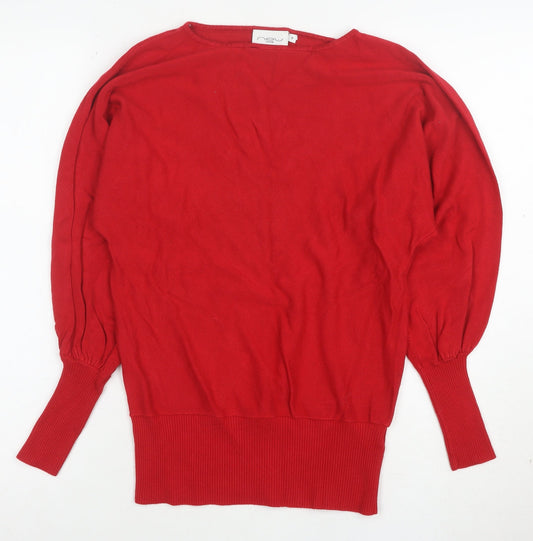 New Look Women Red Size 8 Long Sleeve Pullover Jumper Viscose Blend