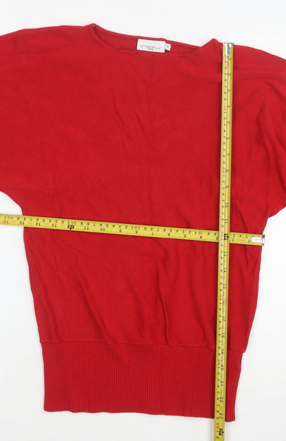 New Look Women Red Size 8 Long Sleeve Pullover Jumper Viscose Blend