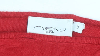 New Look Women Red Size 8 Long Sleeve Pullover Jumper Viscose Blend