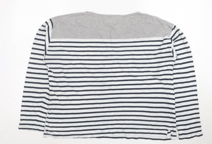 Jack Wills Womens Grey Striped Long Sleeve Cotton T-Shirt UK12