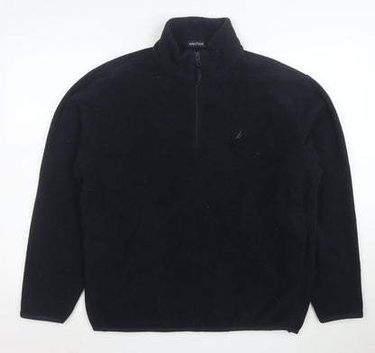 Nautica Women Navy Blue Fleece 1/2 Zip Pullover Sweatshirt M