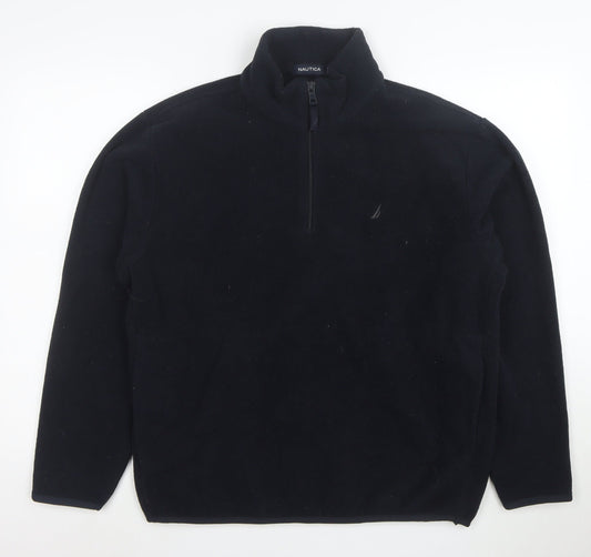 Nautica Women Navy Blue Fleece 1/2 Zip Pullover Sweatshirt M