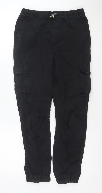 Monsoon Boys Black Cargo Trousers 11 Years Elastic Waist Cotton Blend