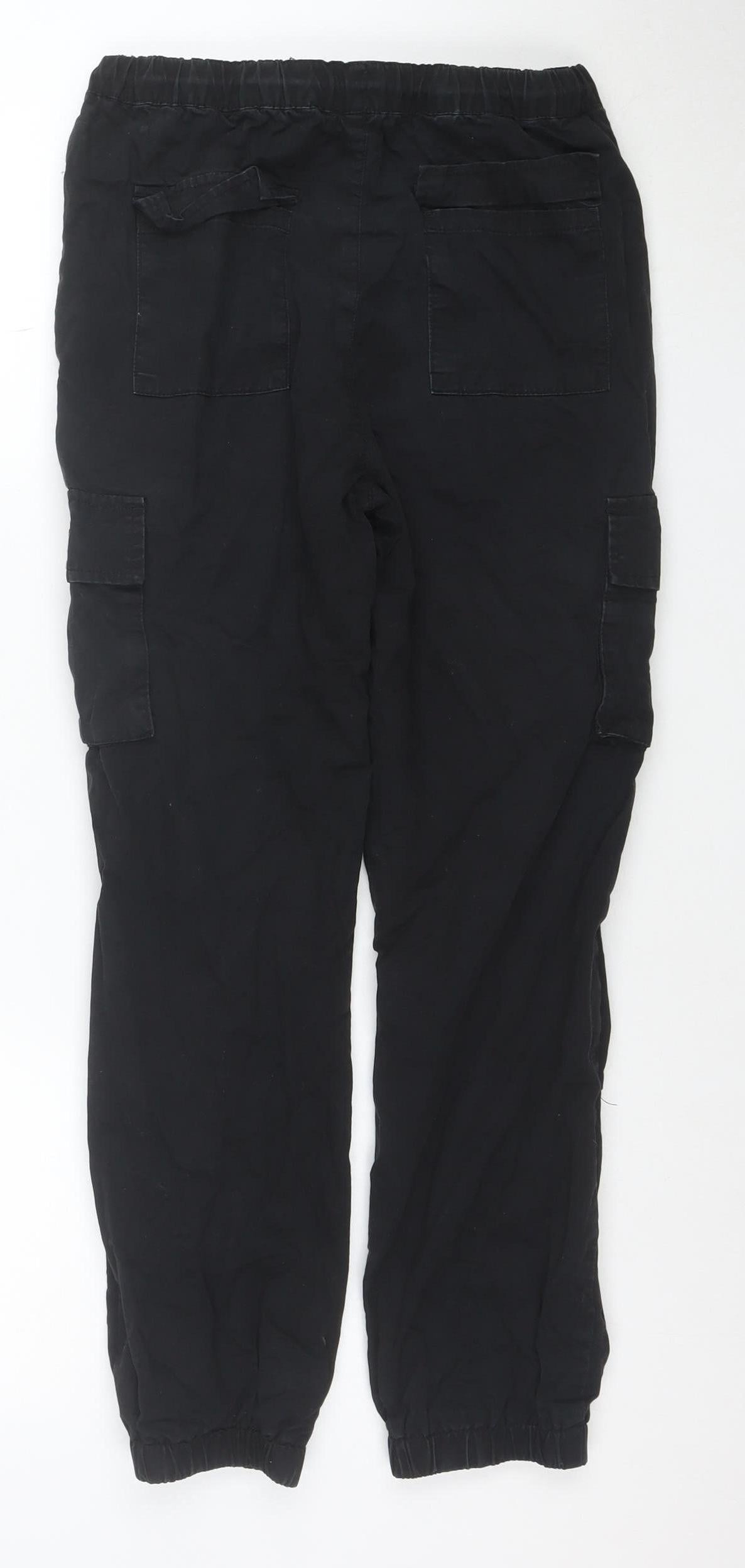 Monsoon Boys Black Cargo Trousers 11 Years Elastic Waist Cotton Blend