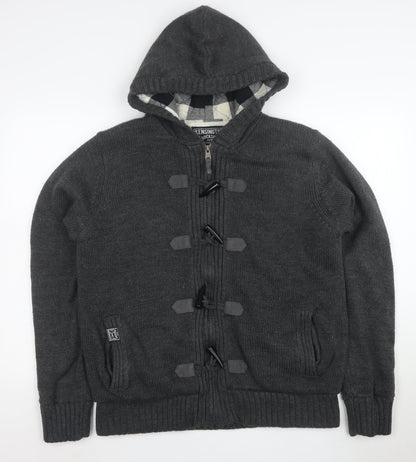 Kensington Dockside Men's Grey Hooded Duffle Jacket Size L Wool Blend