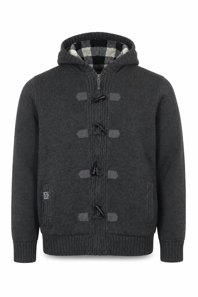 Kensington Dockside Men's Grey Hooded Duffle Jacket Size L Wool Blend