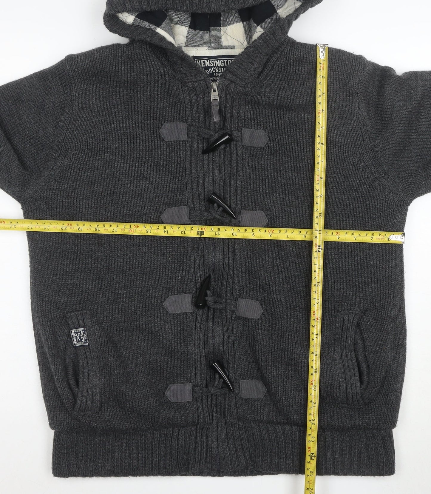 Kensington Dockside Men's Grey Hooded Duffle Jacket Size L Wool Blend