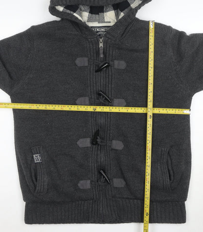 Kensington Dockside Men's Grey Hooded Duffle Jacket Size L Wool Blend