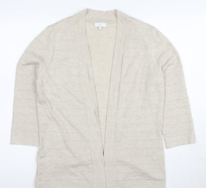 CC Women Beige Open Long Sleeve Cardigan Medium Knit Lightweight
