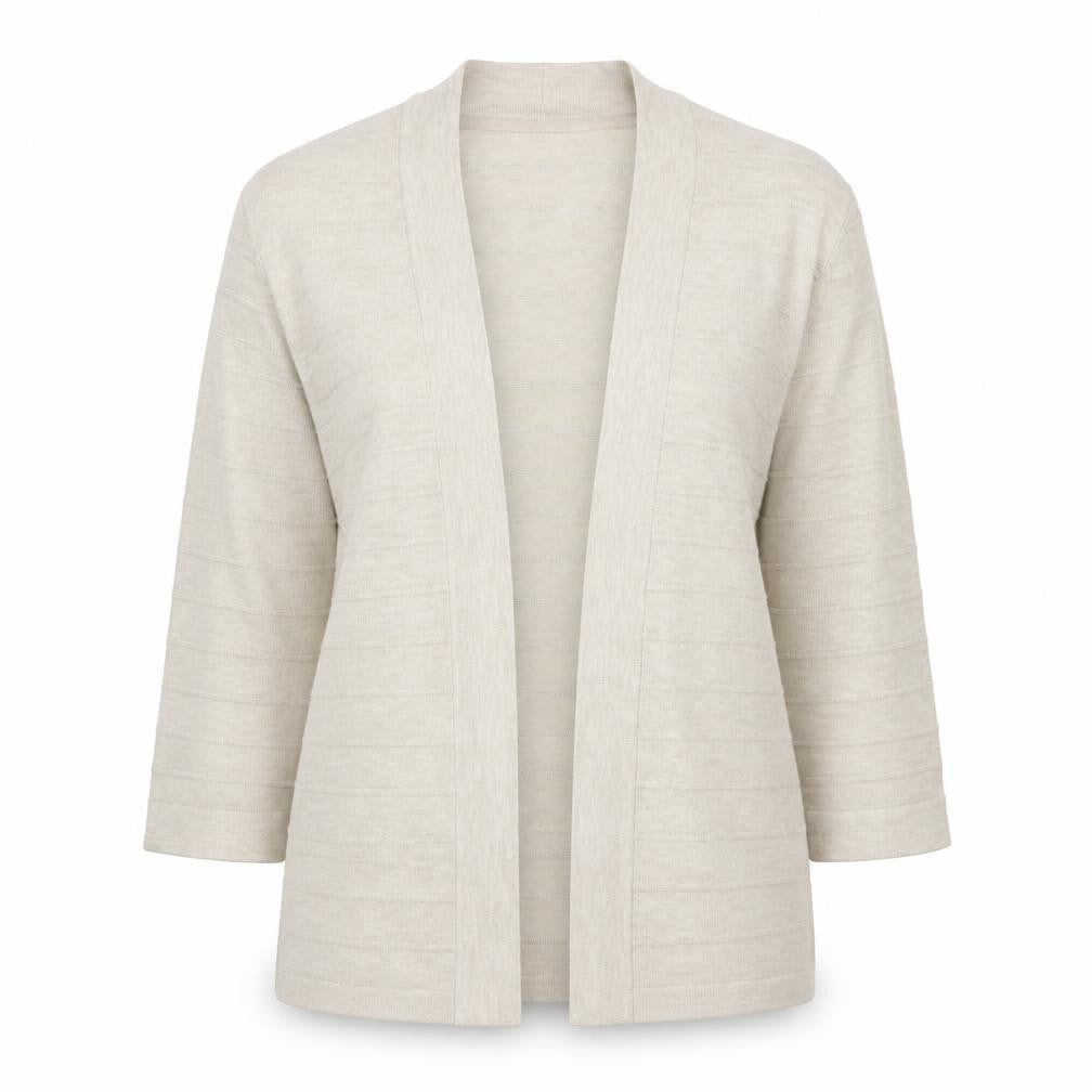 Country Casuals Women Beige Open Long Sleeve Cardigan Medium Knit Lightweight