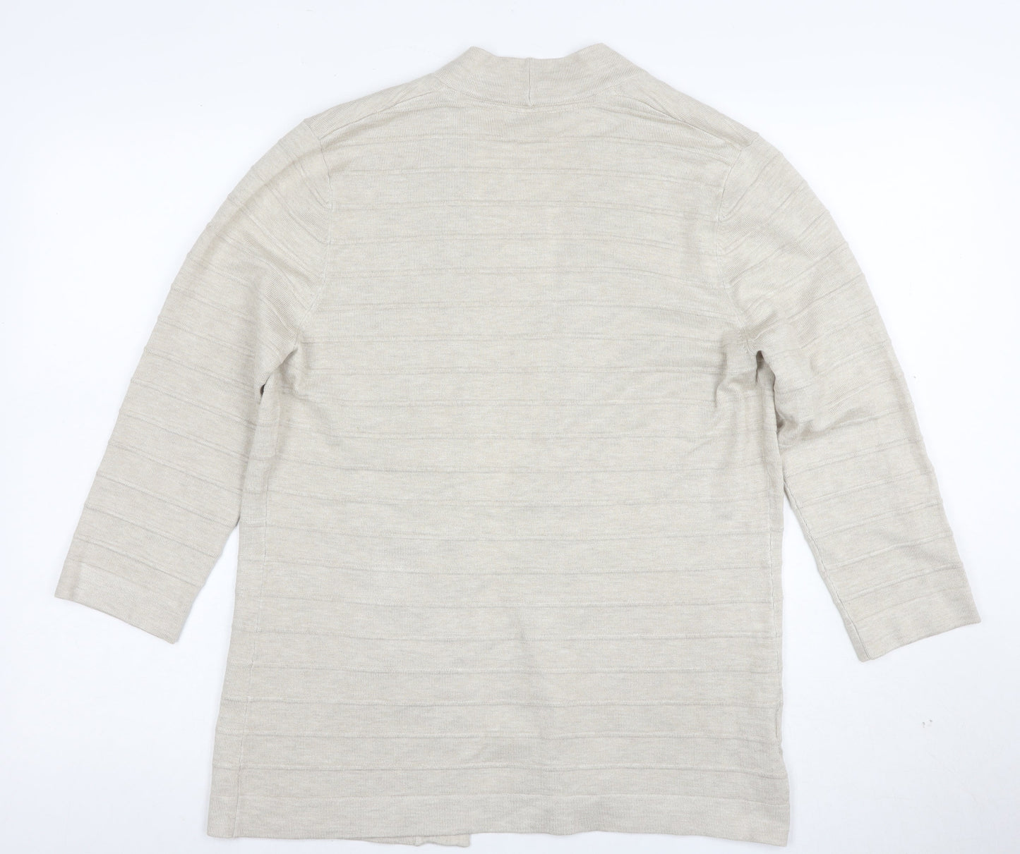CC Women Beige Open Long Sleeve Cardigan Medium Knit Lightweight