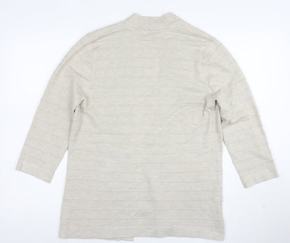 CC Women Beige Open Long Sleeve Cardigan Medium Knit Lightweight