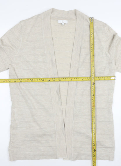 CC Women Beige Open Long Sleeve Cardigan Medium Knit Lightweight