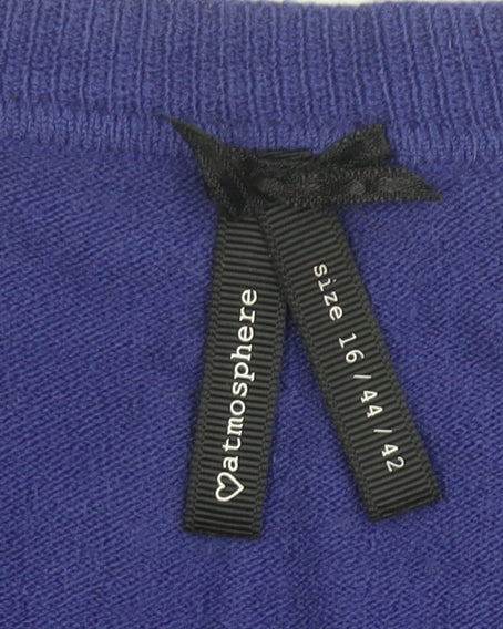 Atmosphere Womens Purple V-Neck Long Sleeve Jumper Size 16