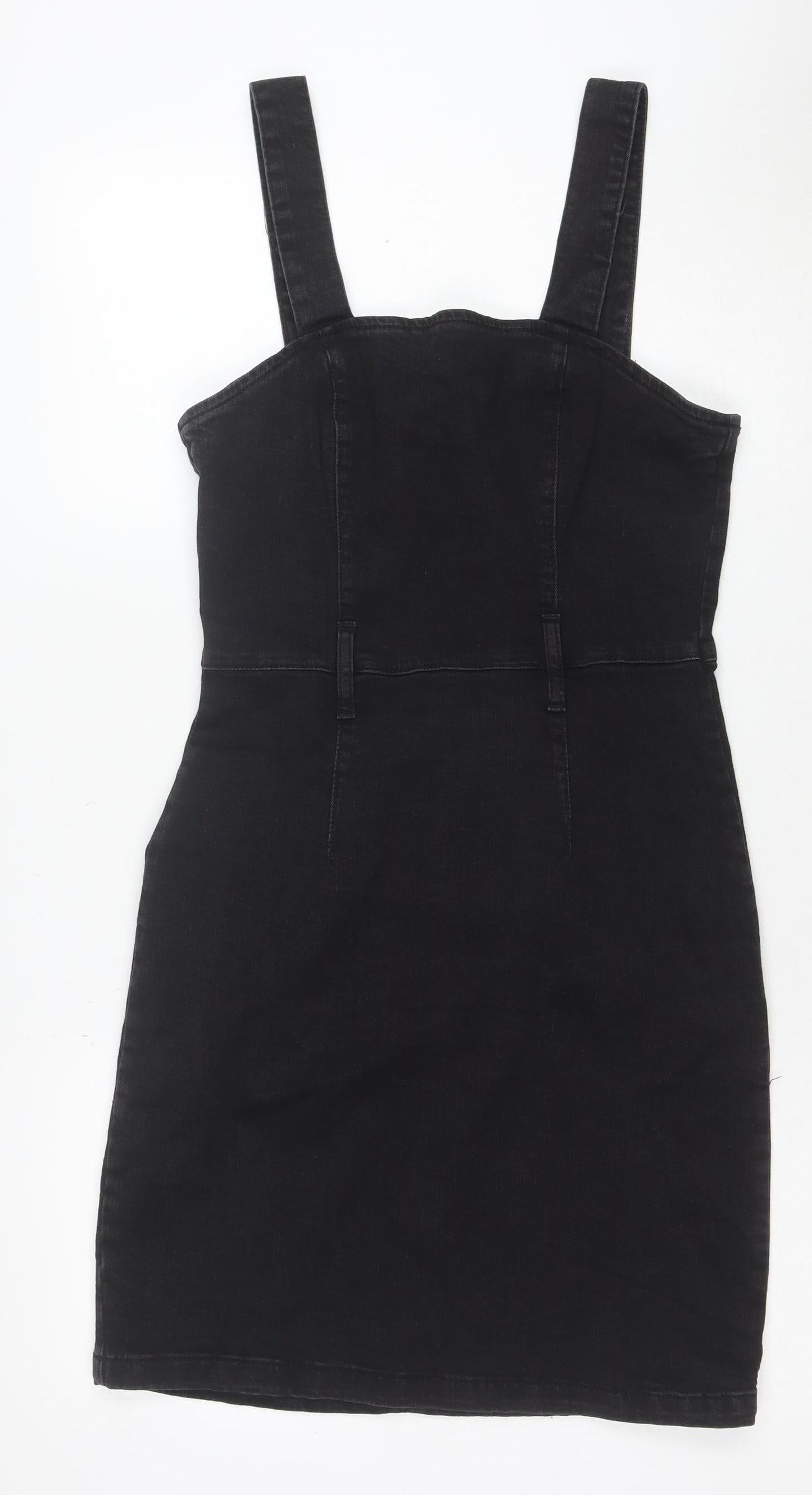 Denim & Co Women Black Size 12 Pinafore Denim Dress
