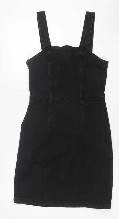 Denim & Co Women Black Size 12 Pinafore Denim Dress