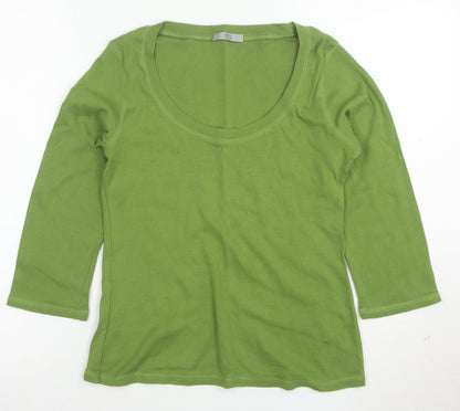 Marks and Spencer Womens Green Cotton Scoop Neck Jumper Size 12