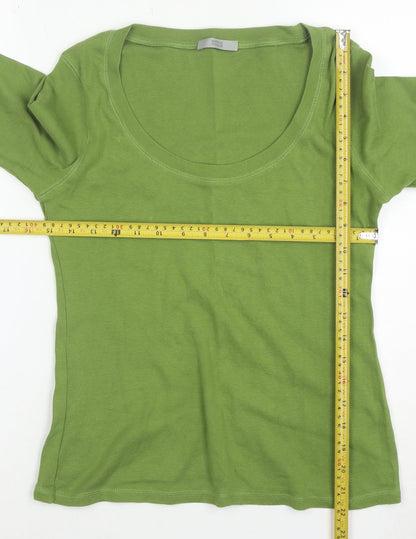 Marks and Spencer Womens Green Cotton Scoop Neck Jumper Size 12