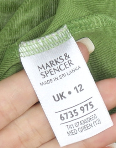 Marks and Spencer Womens Green Cotton Scoop Neck Jumper Size 12