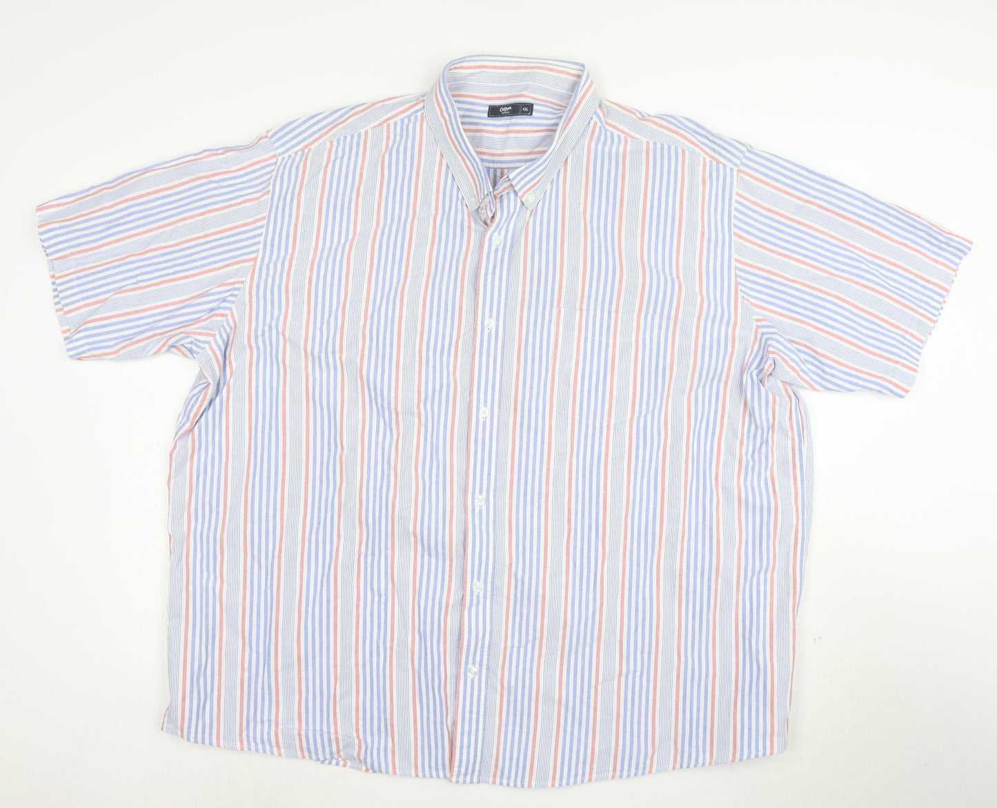 Cotton Traders Men's Multicoloured 4XL Short Sleeve Striped Button-Up Shirt