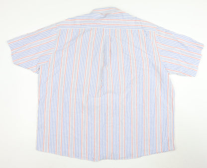Cotton Traders Men's Multicoloured 4XL Short Sleeve Striped Button-Up Shirt