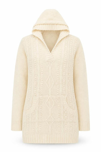 New Look Womens Ivory Hooded Knit Pullover Jumper Size 12