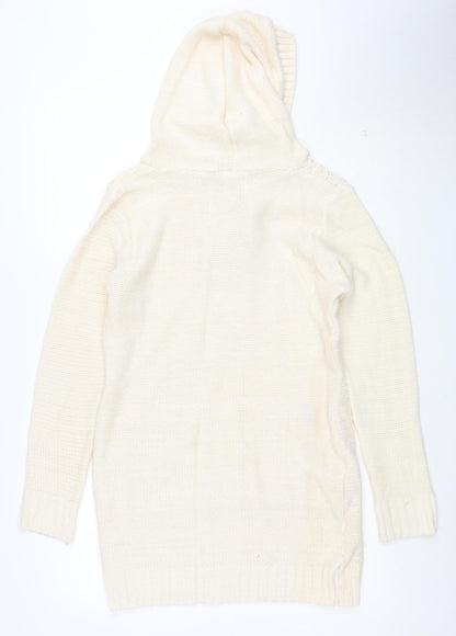 New Look Womens Ivory Hooded Knit Pullover Jumper Size 12