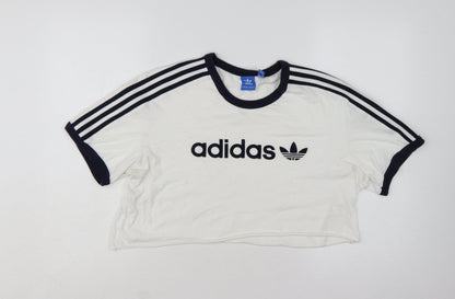 Adidas Women’s White Cropped T-Shirt XL Short Sleeve Casual Sports Style