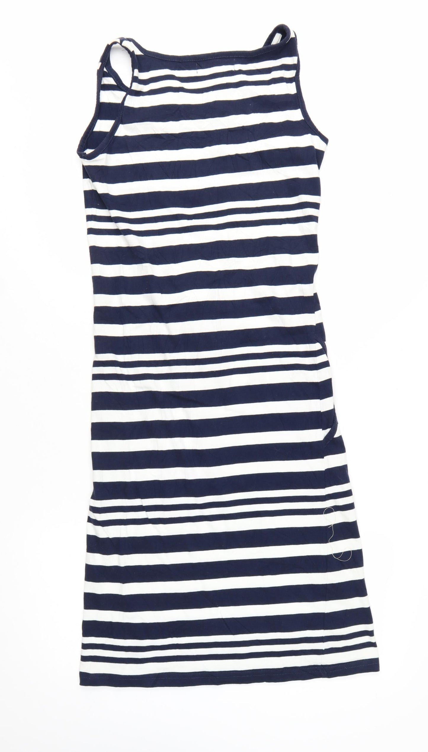 Gecco Women Blue Striped Tank Dress Nautical M Cotton
