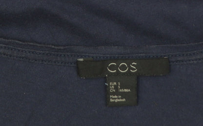 COS Women Navy Blue & Pink Colourblock Cotton T-Shirt Size S