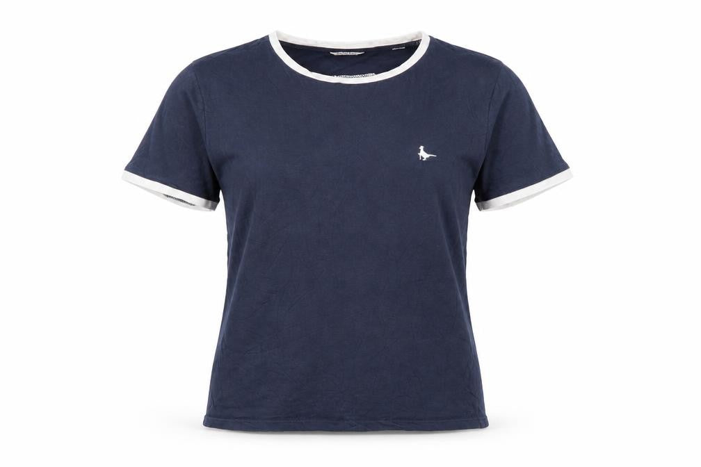 Jack Wills Women’s Blue Ringer T-Shirt UK 10 Cotton Crew Neck