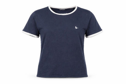 Jack Wills Women’s Blue Ringer T-Shirt UK 10 Cotton Crew Neck