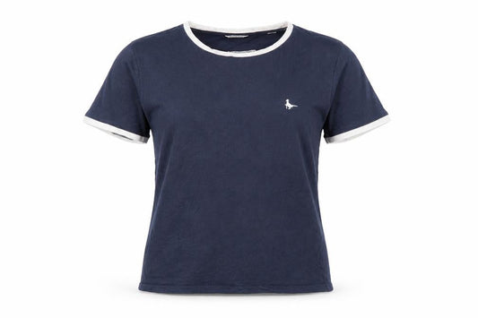 Jack Wills Women’s Blue Ringer T-Shirt UK 10 Cotton Crew Neck