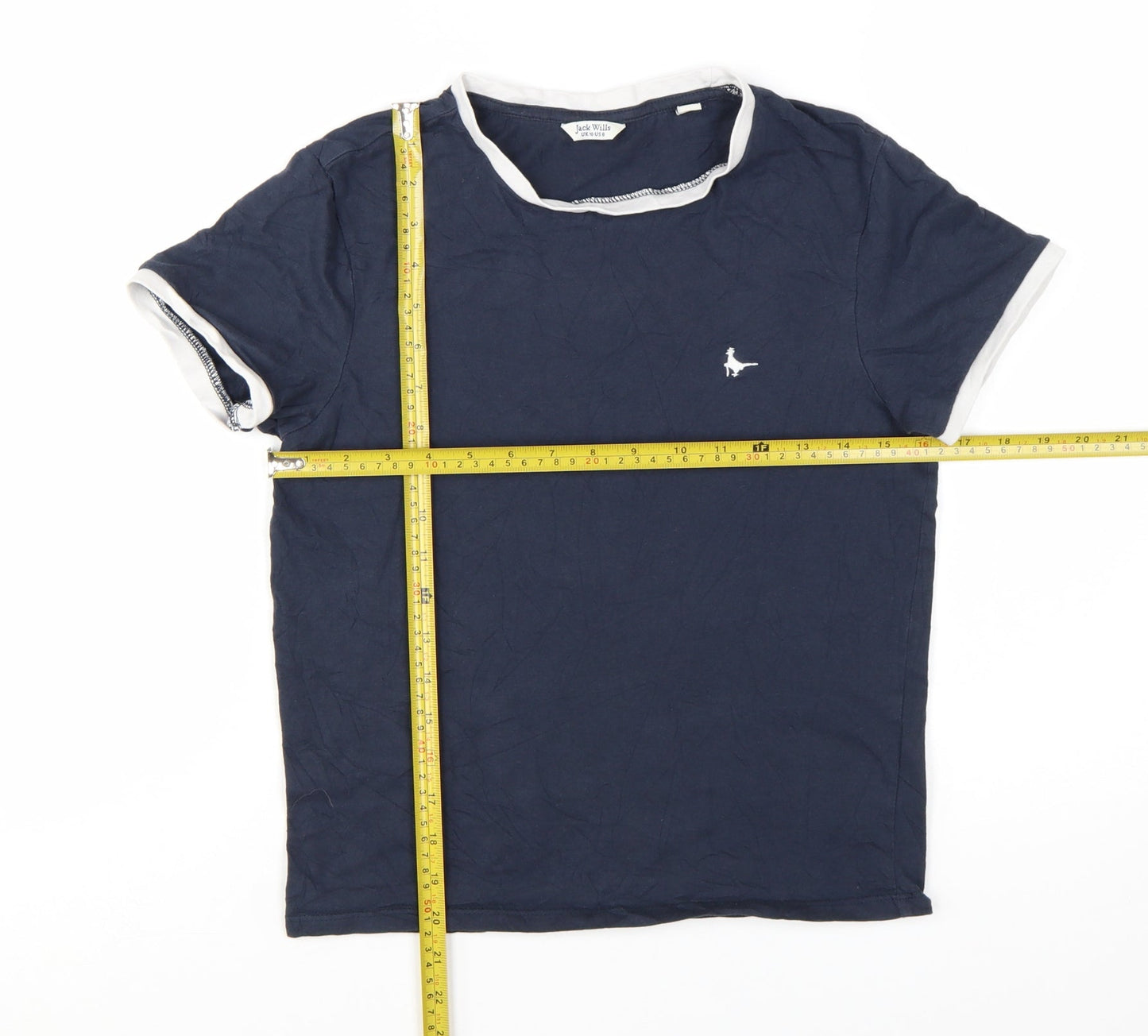 Jack Wills Women’s Blue Ringer T-Shirt UK 10 Cotton Crew Neck