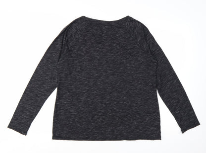 Animal Womens Black Graphic Long Sleeve Jersey T-Shirt Size 16
