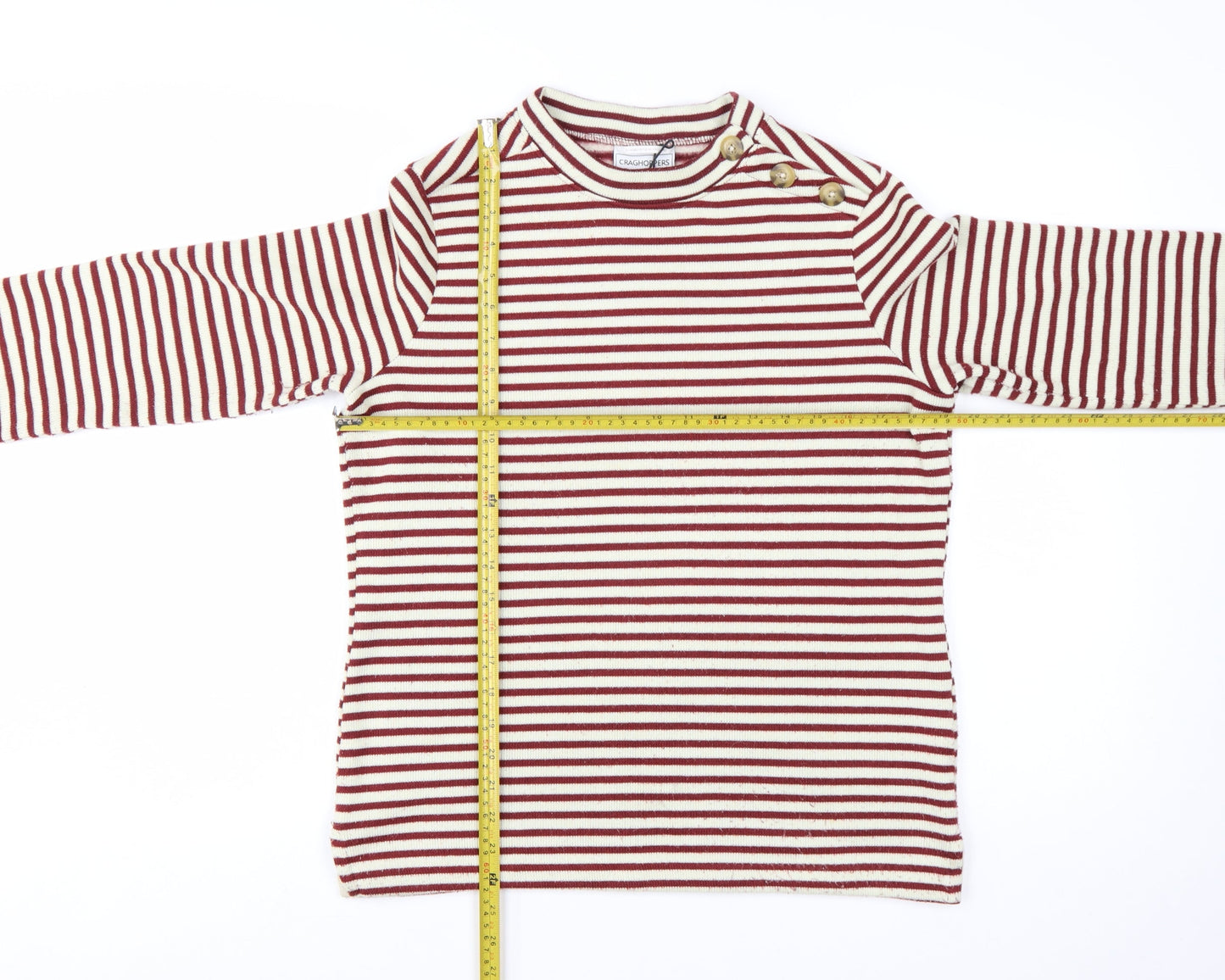Craghoppers Womens Red Striped Crew Neck Long Sleeve Jumper Size 12