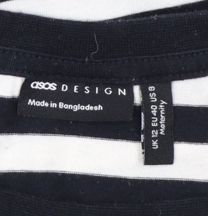 ASOS DESIGN Women's Black & White Striped T-Shirt Size 12 Maternity