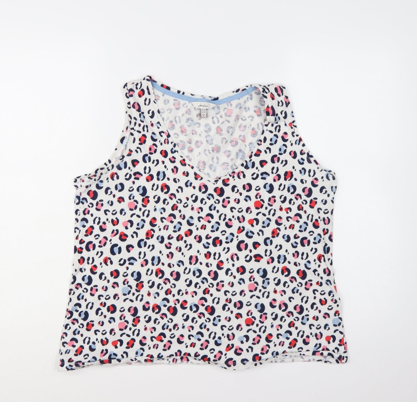 Joules Women's Multicoloured Leopard Print V-Neck Cotton Tank Top Size 18