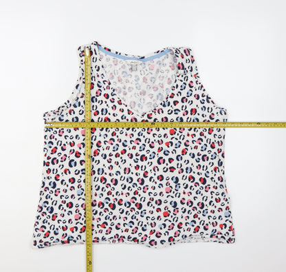 Joules Women's Multicoloured Leopard Print V-Neck Cotton Tank Top Size 18