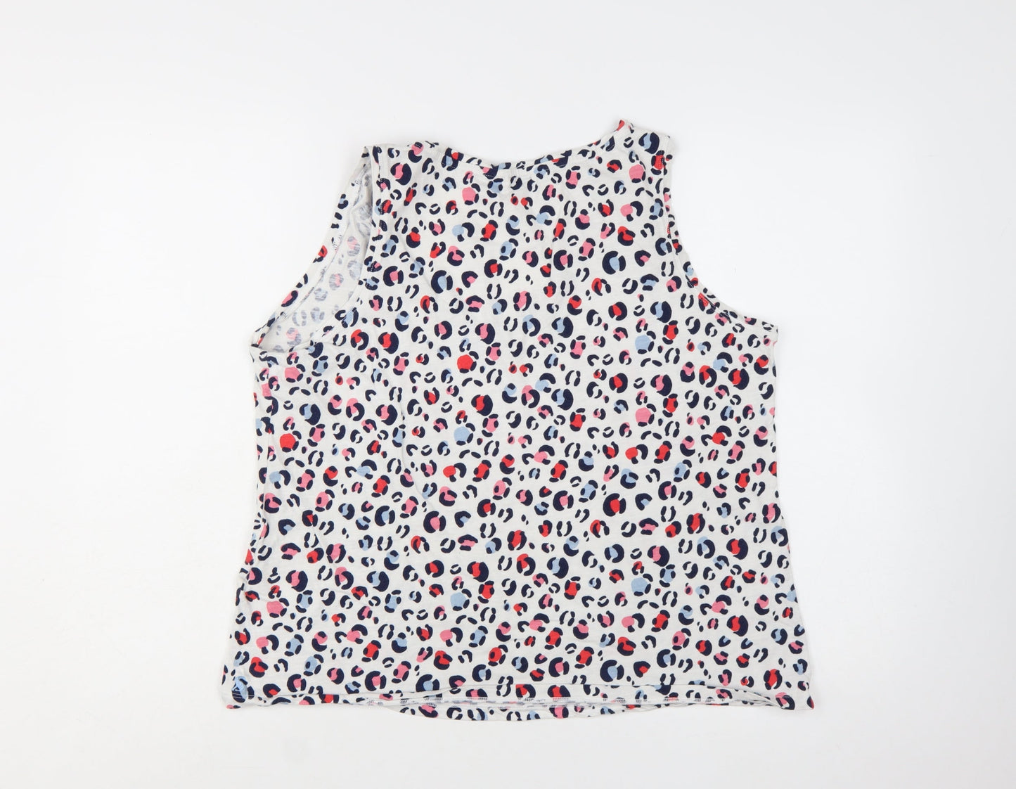 Joules Women's Multicoloured Leopard Print V-Neck Cotton Tank Top Size 18