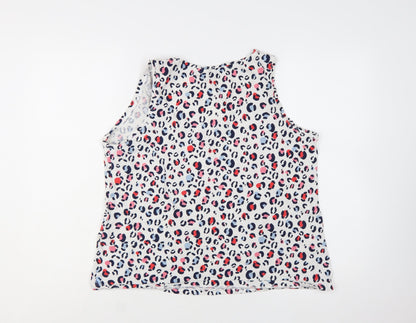 Joules Women's Multicoloured Leopard Print V-Neck Cotton Tank Top Size 18