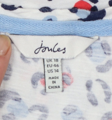 Joules Women's Multicoloured Leopard Print V-Neck Cotton Tank Top Size 18