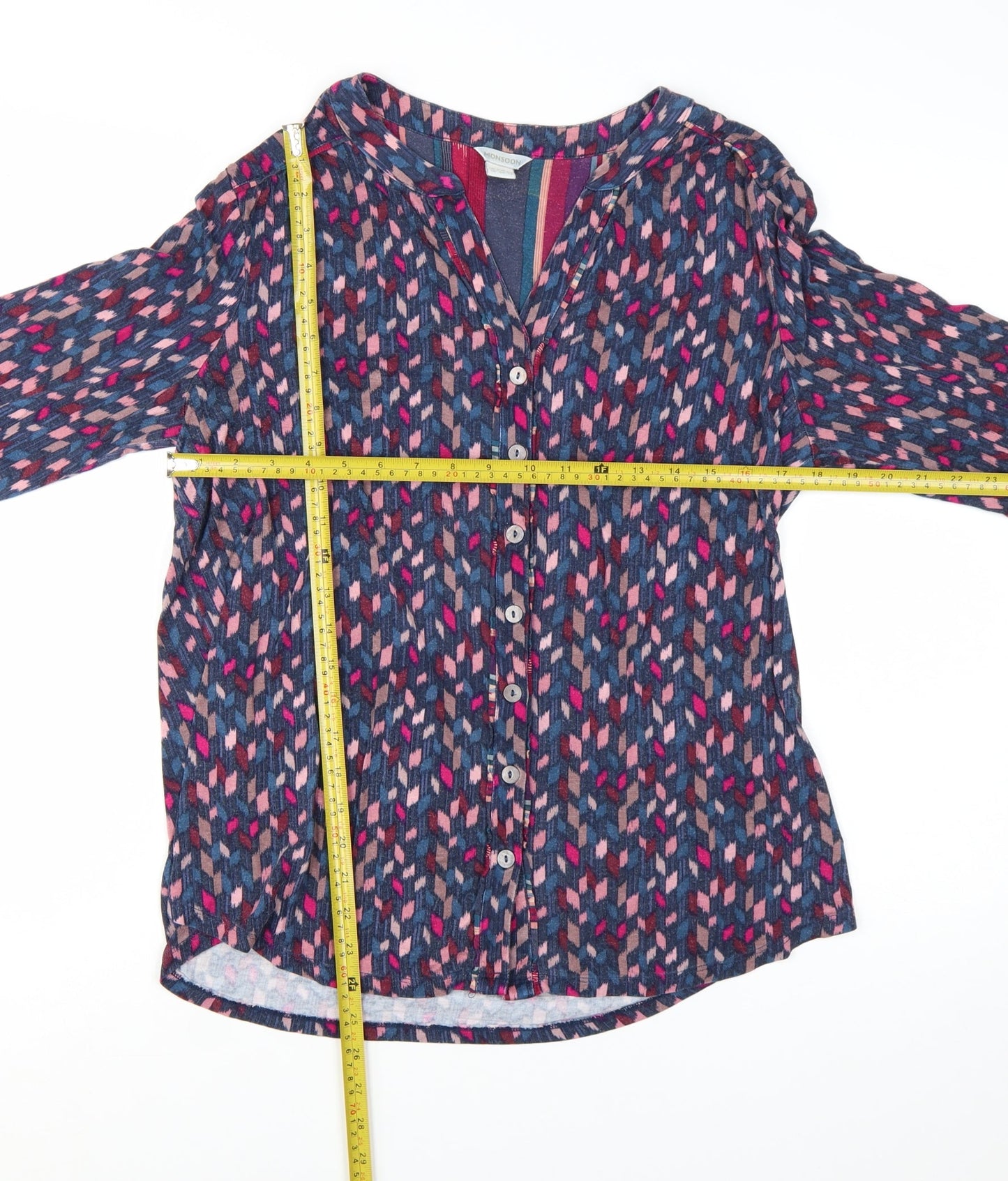Monsoon Womens Multicoloured Geometric Long Sleeve Blouse UK 16