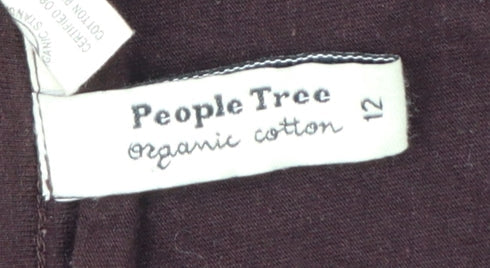 People Tree Women’s Brown Organic Cotton Long Sleeve Tunic Blouse Size 12