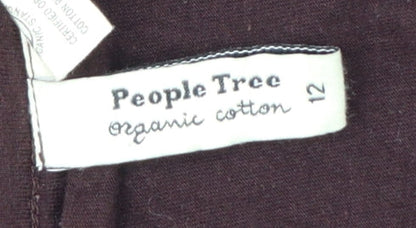People Tree Women’s Brown Organic Cotton Long Sleeve Tunic Blouse Size 12