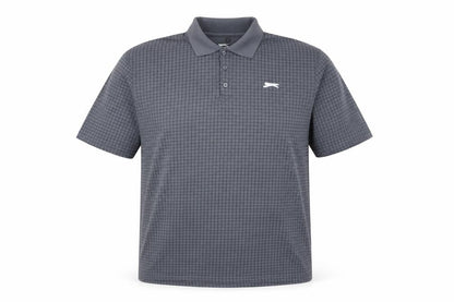 Slazenger Men’s Grey Check Polo Shirt 2XL Breathable Sports Top